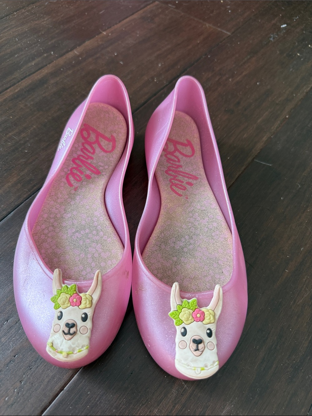 Grendene kids Barbie Pink Sparkle Llama Jelly Flats